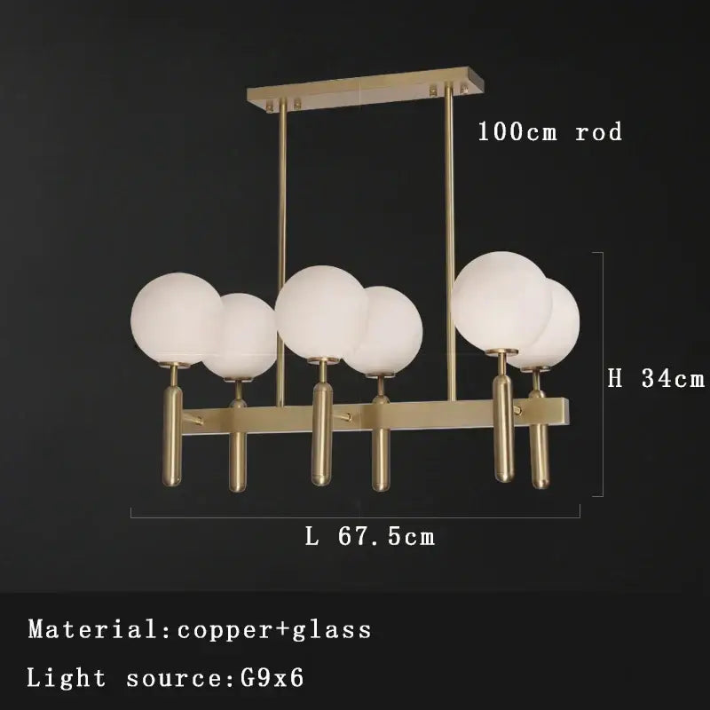 Modern gold glass balloon chandelier with six frosted glass globes and copper frame for dining room decorbites glass balloon