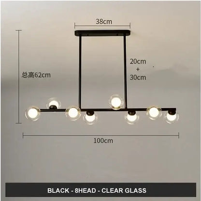 Black modern ceiling light fixture with eight clear glass bulbs for dining room decorbites glass balls chandelier