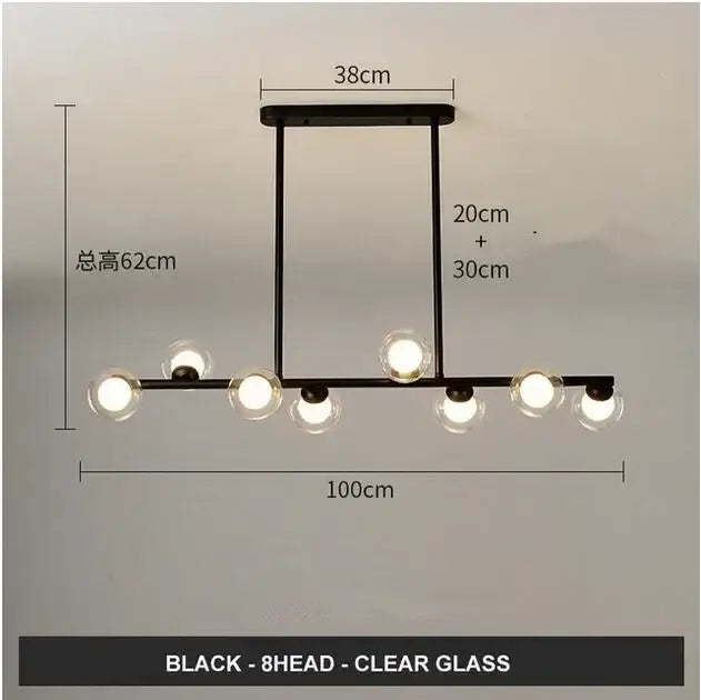 Black modern ceiling light fixture with eight clear glass bulbs for dining room decorbites glass balls chandelier