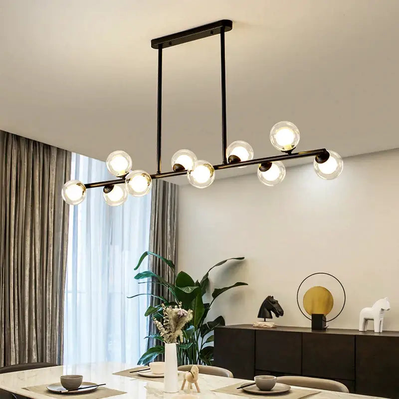 Modern black metal chandelier with clear glass globe bulbs for dining room decorbites glass balls chandelier
