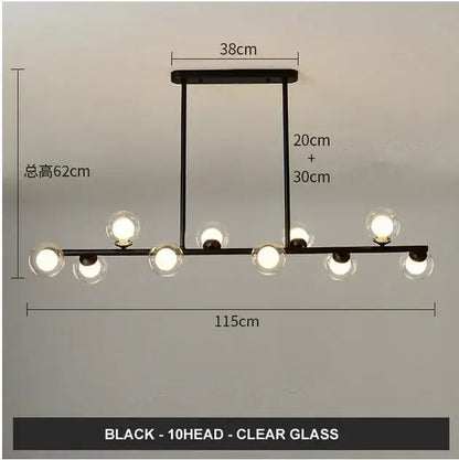 Black modern chandelier with ten clear glass balls bulbs for dining room decorbites glass balls chandelier
