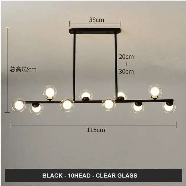 Black modern chandelier with ten clear glass balls bulbs for dining room decorbites glass balls chandelier