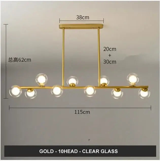 Modern gold glass balls chandelier featuring ten clear globe bulbs ideal for dining room decorbites glass balls lighting