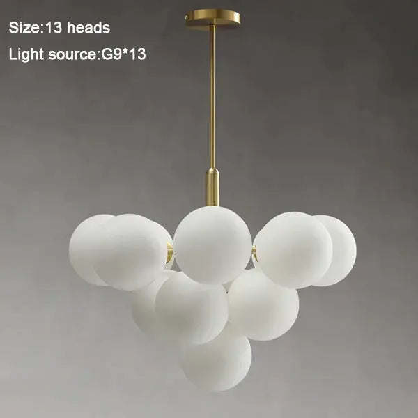 Modern gold glass balls chandelier with thirteen frosted glass balls on brass rod for dining room decorbites glass balls
