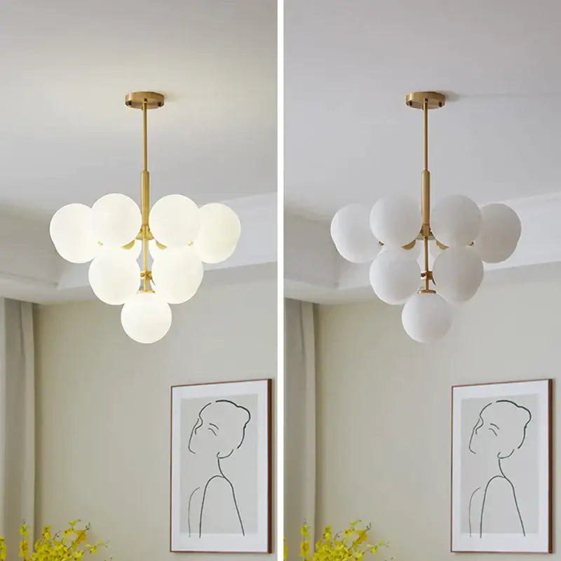 Modern gold glass balls chandelier with frosted globes for dining room decorbites glass balls lighting fixture