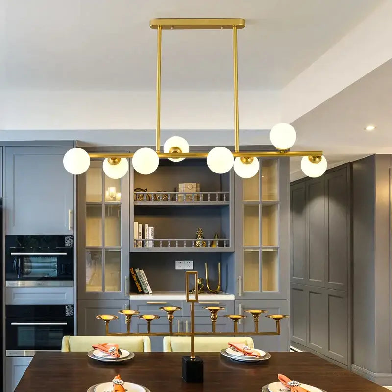 Modern gold glass balls chandelier featuring spherical frosted glass globes for dining room decorbites glass balls design