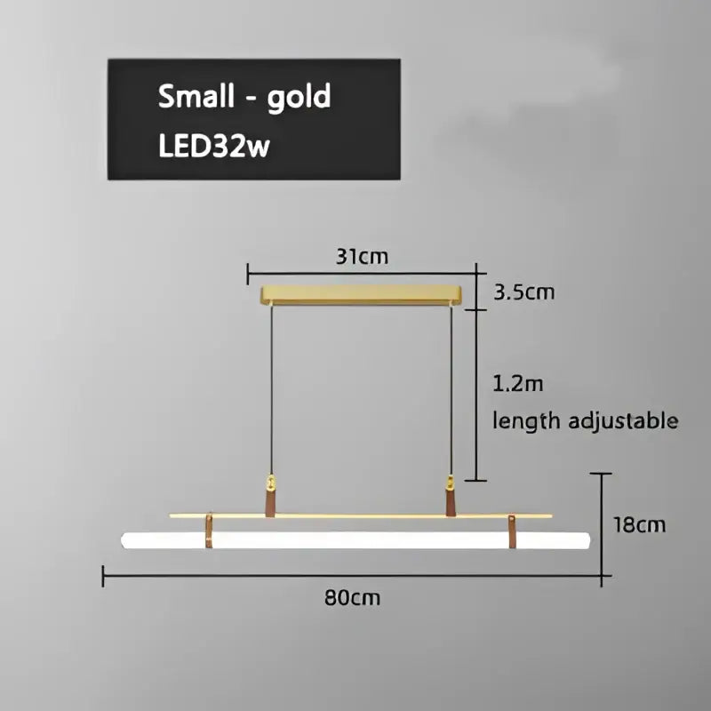 Modern gold glass belt chandelier led pendant light with adjustable length and minimalist horizontal bars for dining room decorbites glass belt