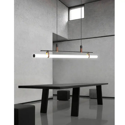 Modern black and copper pendant light with sleek minimalist design featured in decorbites glass belt chandelier collection