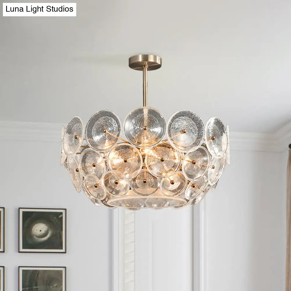 Lámpara de techo colgante moderna de cristal dorado con 4 luces para comedor.