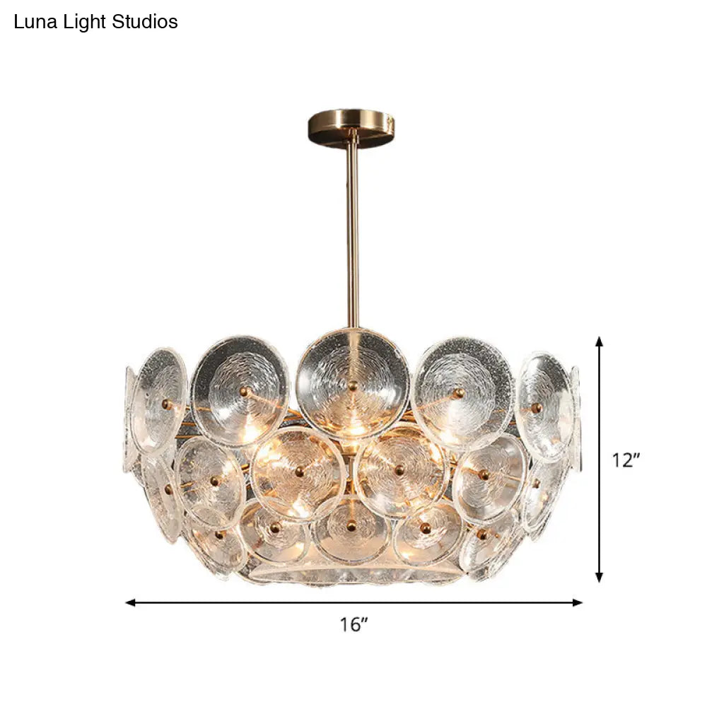 Lámpara de techo colgante moderna de cristal dorado con 4 luces para comedor.