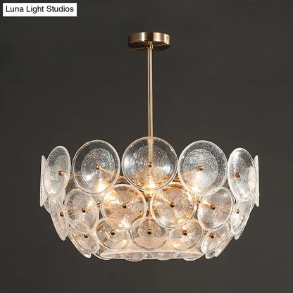 Lámpara de techo colgante moderna de cristal dorado con 4 luces para comedor.