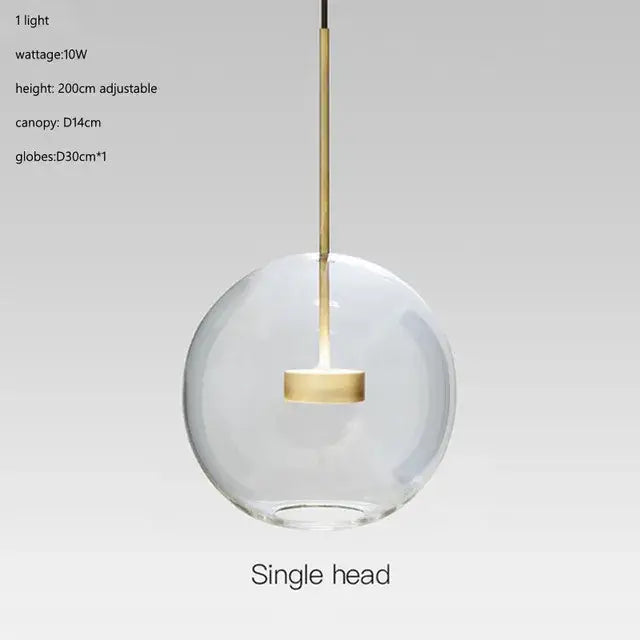 Modern gold glass bubble ball led chandelier with clear glass globe and brass stem for elegant dining room decorbites glass bubble