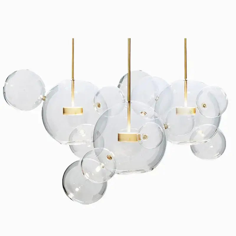 Modern gold glass bubble ball led chandelier with glass bubble decorbites and metal accents for dining room light
