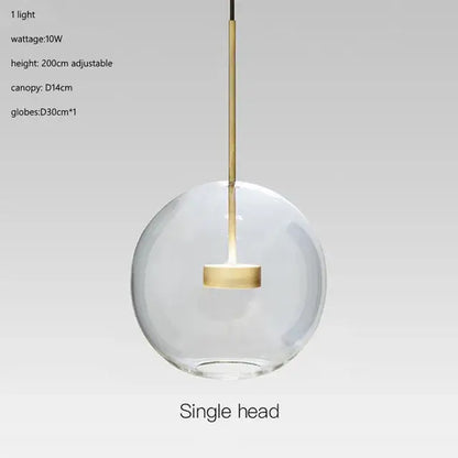 Modern gold glass bubble ball led chandelier with clear glass globe and brass metal stem for dining room decorbites glass bubble