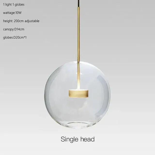 Modern gold glass bubble ball led chandelier with clear glass globe and brass stem for dining room decorbites glass bubble