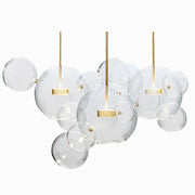 Modern gold glass bubble ball led chandelier with glass bubble decorbites and metal accents for dining room decor