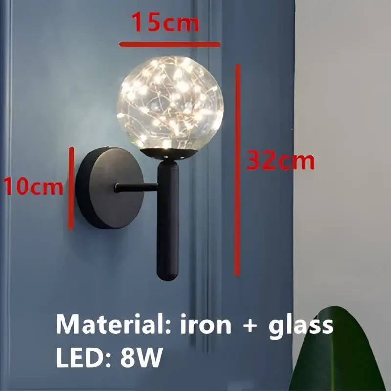 Black iron and glass wall sconce with illuminated glass globe for modern gold glass bubble led chandelier decorbites glass bubble