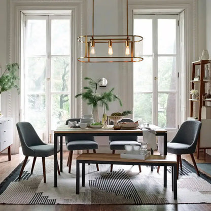 Modern gold glass ceiling light with three brass pendant heads and exposed e26 e27 bulb filaments for dining room