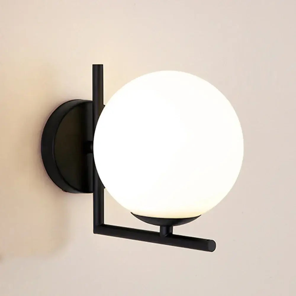 Black modern wall lamp with frosted glass globe decorbites glass globe for stylish bedroom decor