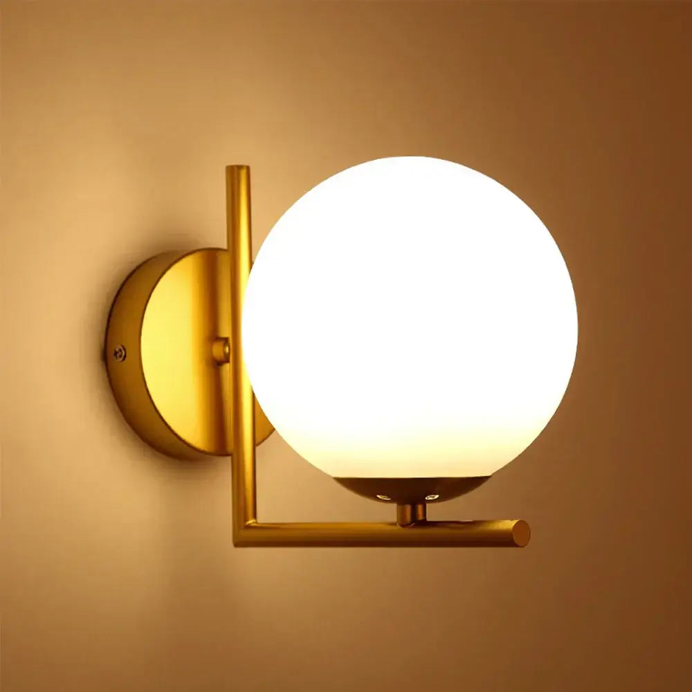 Modern gold glass globe wall lamp with frosted glass globe for bedroom decorbites wall lamp lighting