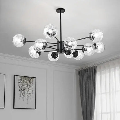 Black metal led chandelier with multiple clear glass globe shades modern glass led sphere pendant light for dining room