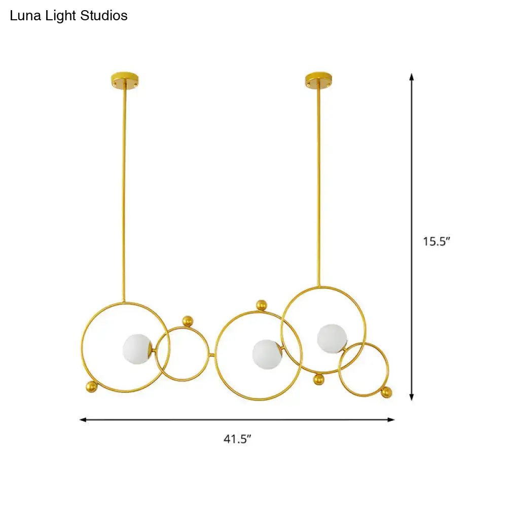 DecorBites™ contemporary 3-light gold glass ring island pendant with adjustable rods and 220v-240v 110v-120v light type