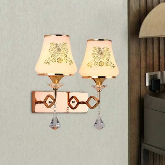 DecorBites™ DecorBites™ Modern Gold Glass Wall Lamp with 2 Heads - Jar-Shaped Bedside Fixture