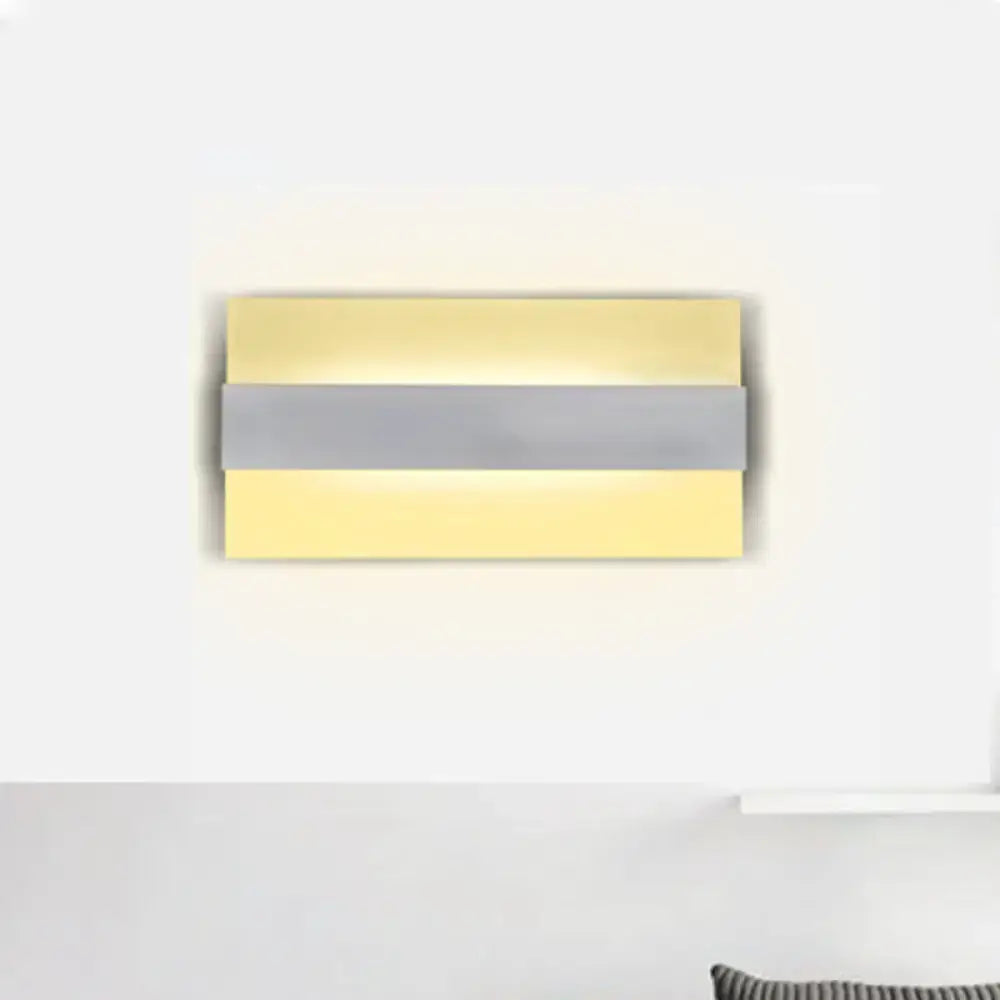 Modern gold and gray acrylic rectangular wall lamp with sleek horizontal stripes white sconce light for bedroom