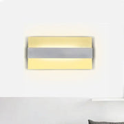 Modern gold and gray acrylic rectangular wall lamp with sleek horizontal stripes white sconce light for bedroom