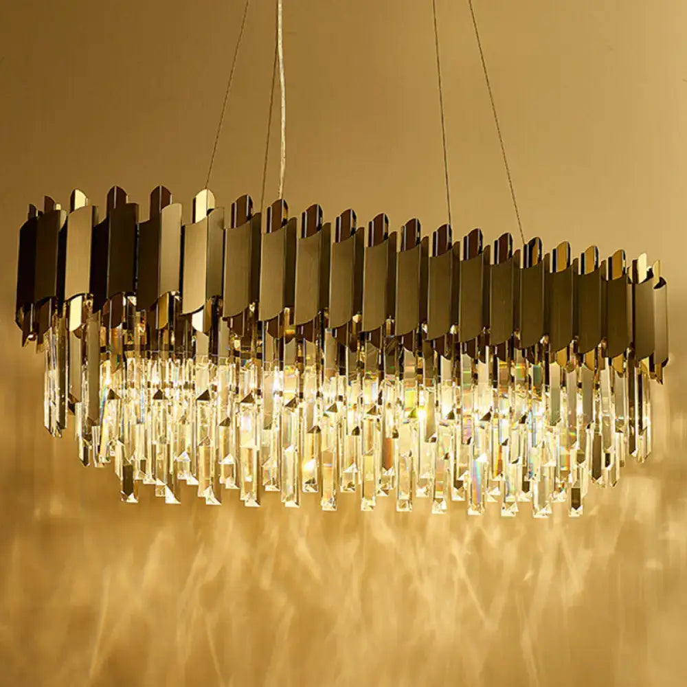 Modern gold and gray crystal light fixture chandelier with cascading design for dining room 220v-240v use