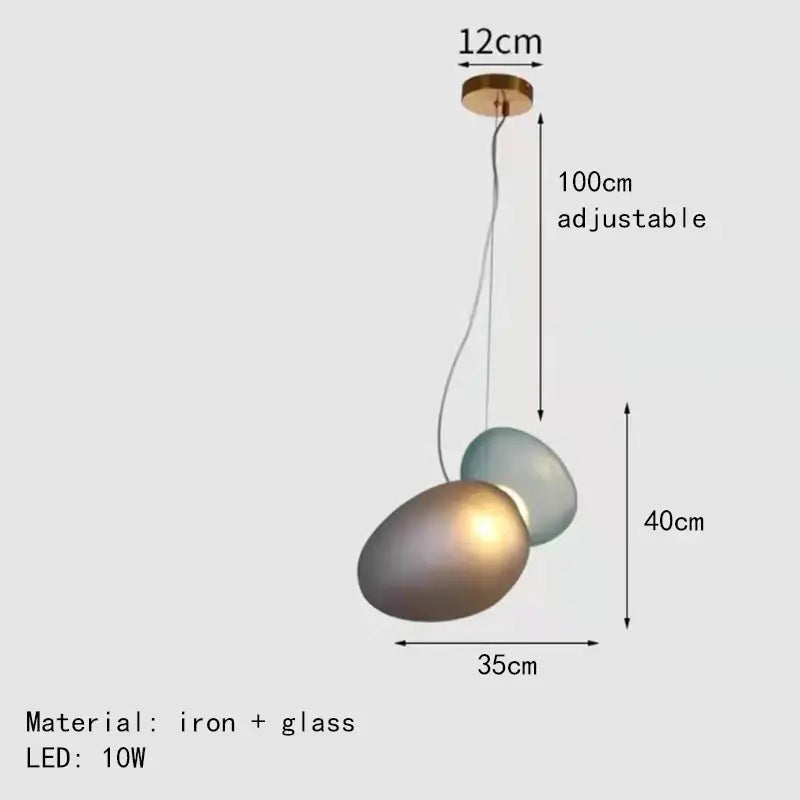 Modern gold and gray glass indoor pendant lights with adjustable iron fixture and smooth egg-shaped shades for dining room decorbites glass indoor pendant