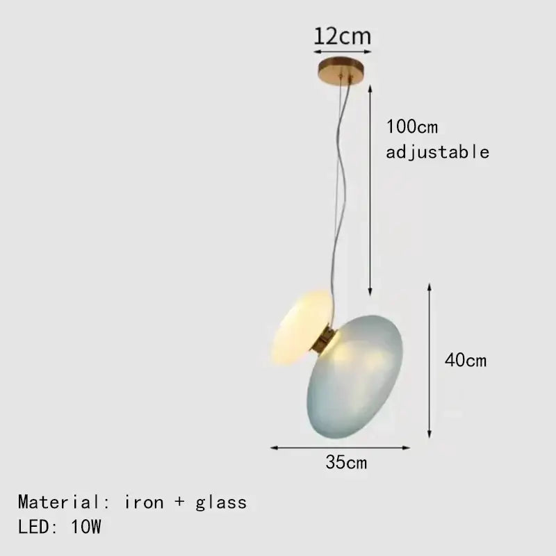 Modern gold and gray glass indoor pendant lights with adjustable blue glass discs for dining room decorbites glass indoor