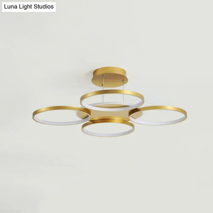 DecorBites™ DecorBites™ Modern Gold Halo Ring Chandelier - Flush Mount, 3/5/6-Light Metal Ceiling Lamp in Warm/White Light
