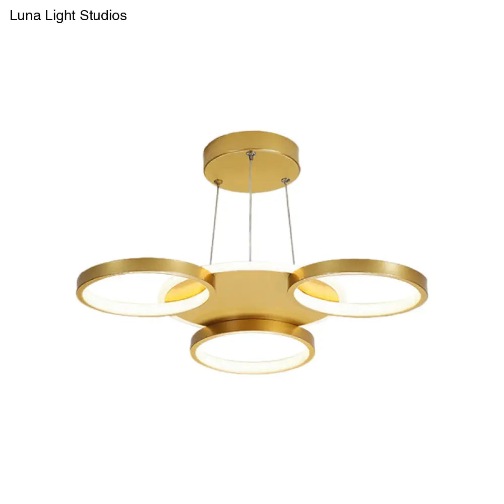 DecorBites™ DecorBites™ Modern Gold Halo Ring Chandelier - Flush Mount, 3/5/6-Light Metal Ceiling Lamp in Warm/White Light