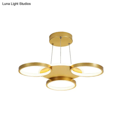 DecorBites™ DecorBites™ Modern Gold Halo Ring Chandelier - Flush Mount, 3/5/6-Light Metal Ceiling Lamp in Warm/White Light