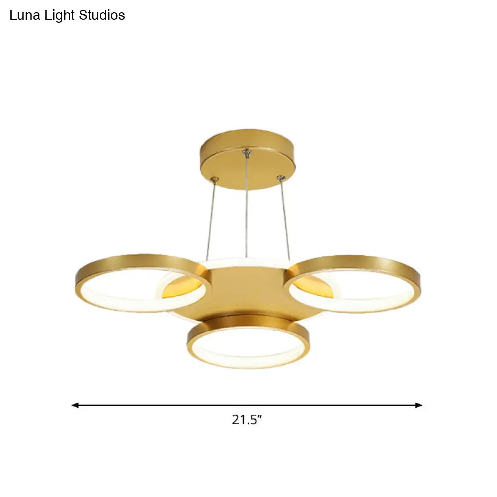 DecorBites™ DecorBites™ Modern Gold Halo Ring Chandelier - Flush Mount, 3/5/6-Light Metal Ceiling Lamp in Warm/White Light