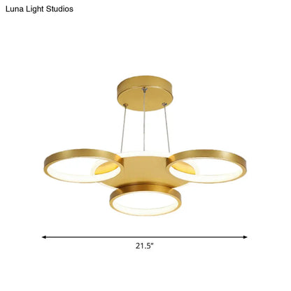 DecorBites™ DecorBites™ Modern Gold Halo Ring Chandelier - Flush Mount, 3/5/6-Light Metal Ceiling Lamp in Warm/White Light