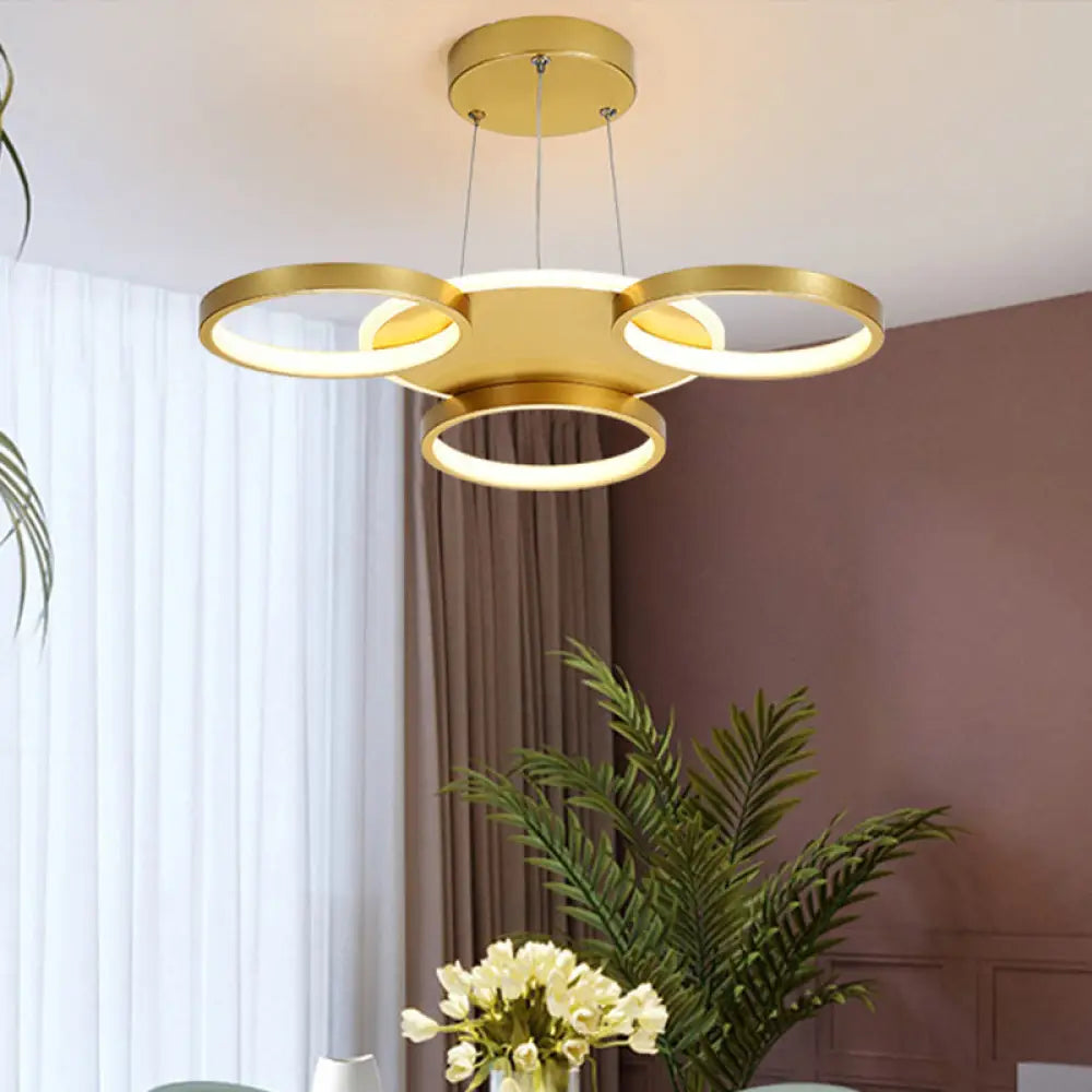 DecorBites™ DecorBites™ Modern Gold Halo Ring Chandelier - Flush Mount, 3/5/6-Light Metal Ceiling Lamp in Warm/White Light