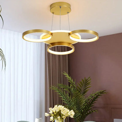 DecorBites™ DecorBites™ Modern Gold Halo Ring Chandelier - Flush Mount, 3/5/6-Light Metal Ceiling Lamp in Warm/White Light