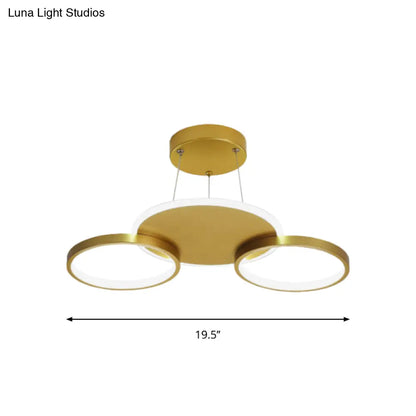 DecorBites™ DecorBites™ Modern Gold Halo Ring Chandelier - Flush Mount, 3/5/6-Light Metal Ceiling Lamp in Warm/White Light