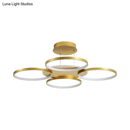 DecorBites™ DecorBites™ Modern Gold Halo Ring Chandelier - Flush Mount, 3/5/6-Light Metal Ceiling Lamp in Warm/White Light