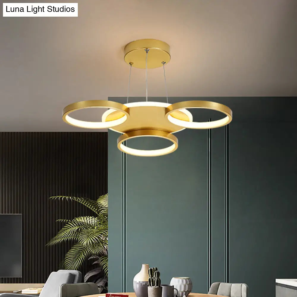 DecorBites™ DecorBites™ Modern Gold Halo Ring Chandelier - Flush Mount, 3/5/6-Light Metal Ceiling Lamp in Warm/White Light