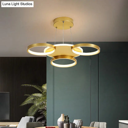 DecorBites™ DecorBites™ Modern Gold Halo Ring Chandelier - Flush Mount, 3/5/6-Light Metal Ceiling Lamp in Warm/White Light