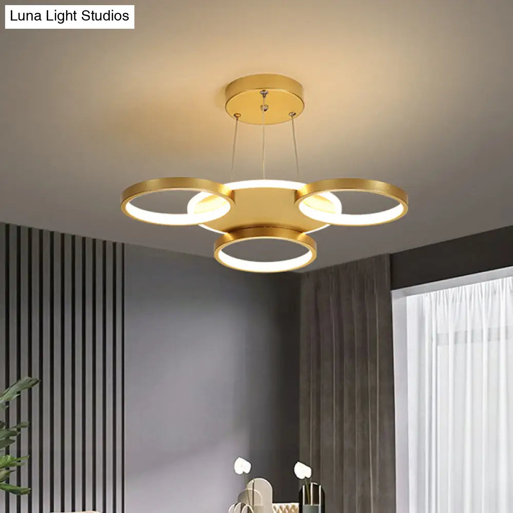 DecorBites™ DecorBites™ Modern Gold Halo Ring Chandelier - Flush Mount, 3/5/6-Light Metal Ceiling Lamp in Warm/White Light