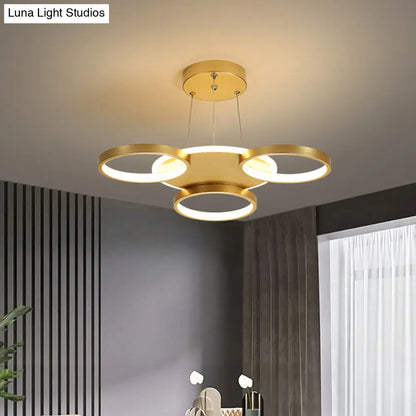 DecorBites™ DecorBites™ Modern Gold Halo Ring Chandelier - Flush Mount, 3/5/6-Light Metal Ceiling Lamp in Warm/White Light