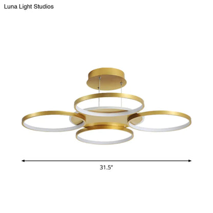 DecorBites™ DecorBites™ Modern Gold Halo Ring Chandelier - Flush Mount, 3/5/6-Light Metal Ceiling Lamp in Warm/White Light