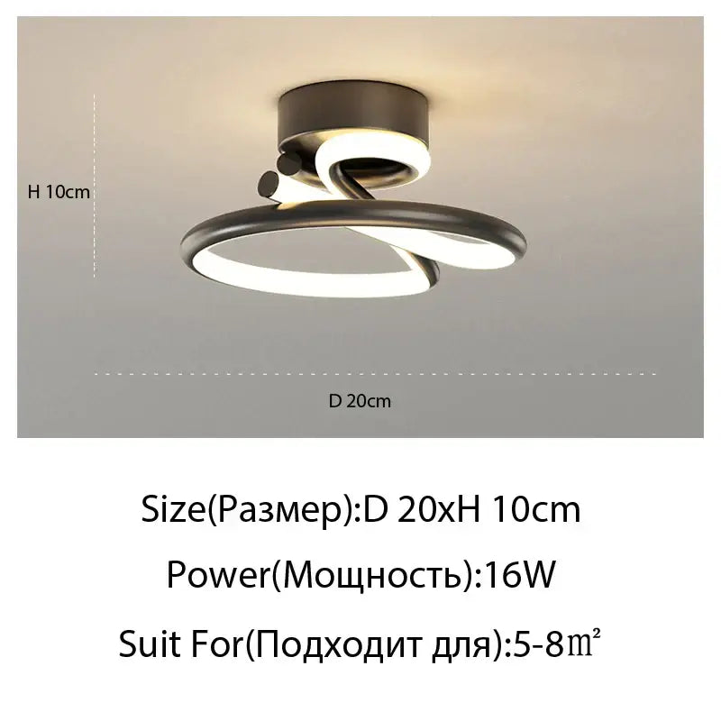 Modern black metal ceiling light with two interlocking rings and integrated led lighting for heart line led chandelier use