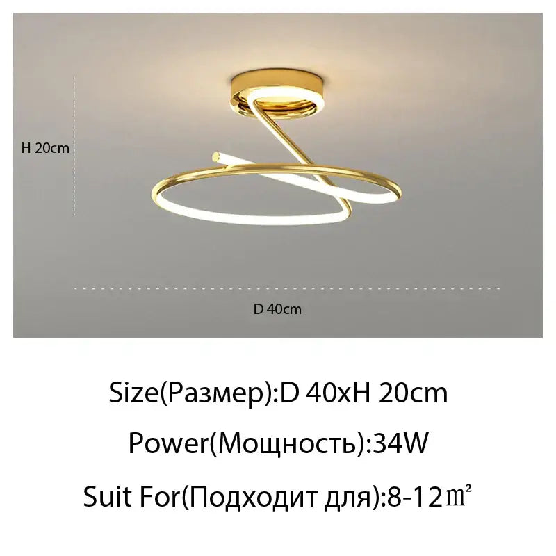 Modern gold heart line led chandelier ceiling light with sleek double-looped design and integrated line led lighting