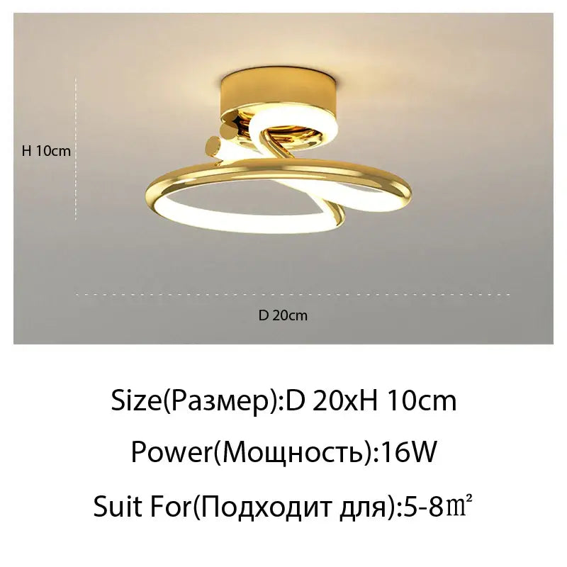 Modern gold heart line led chandelier with sleek intertwined ring design and integrated line led lighting for bedroom ceiling