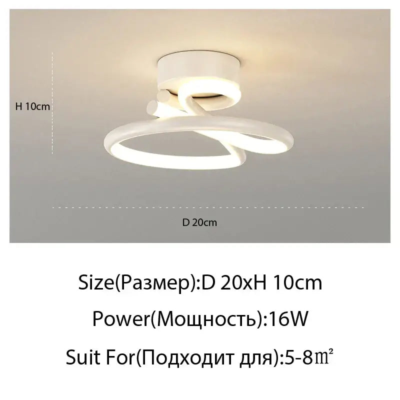Modern gold heart line led chandelier with sleek white spiral design and 16w power for bedroom ceiling light